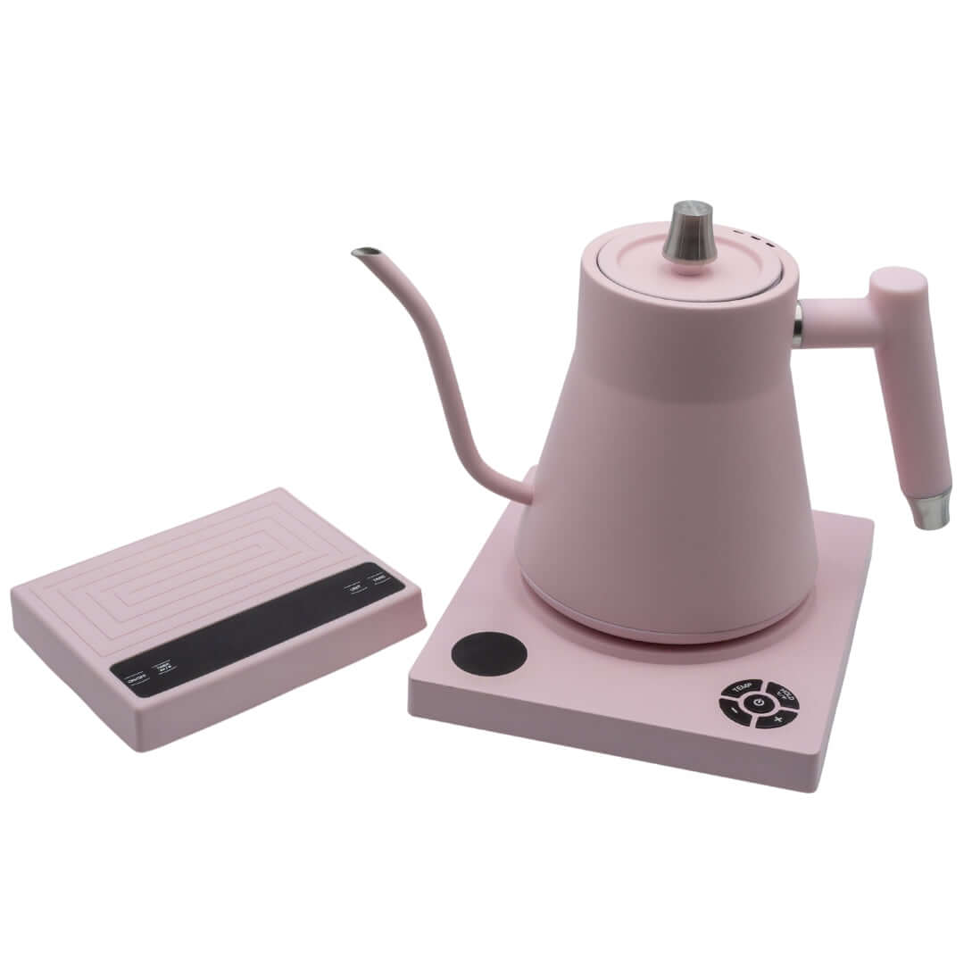 artisan barista kettle and scale bundle pink