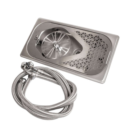 artisan barista large stainless steel jug rinser front view