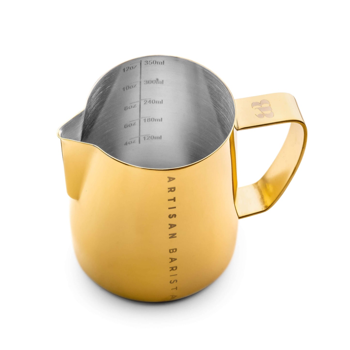 Artisan Barista Gold 350ml jug (top view)