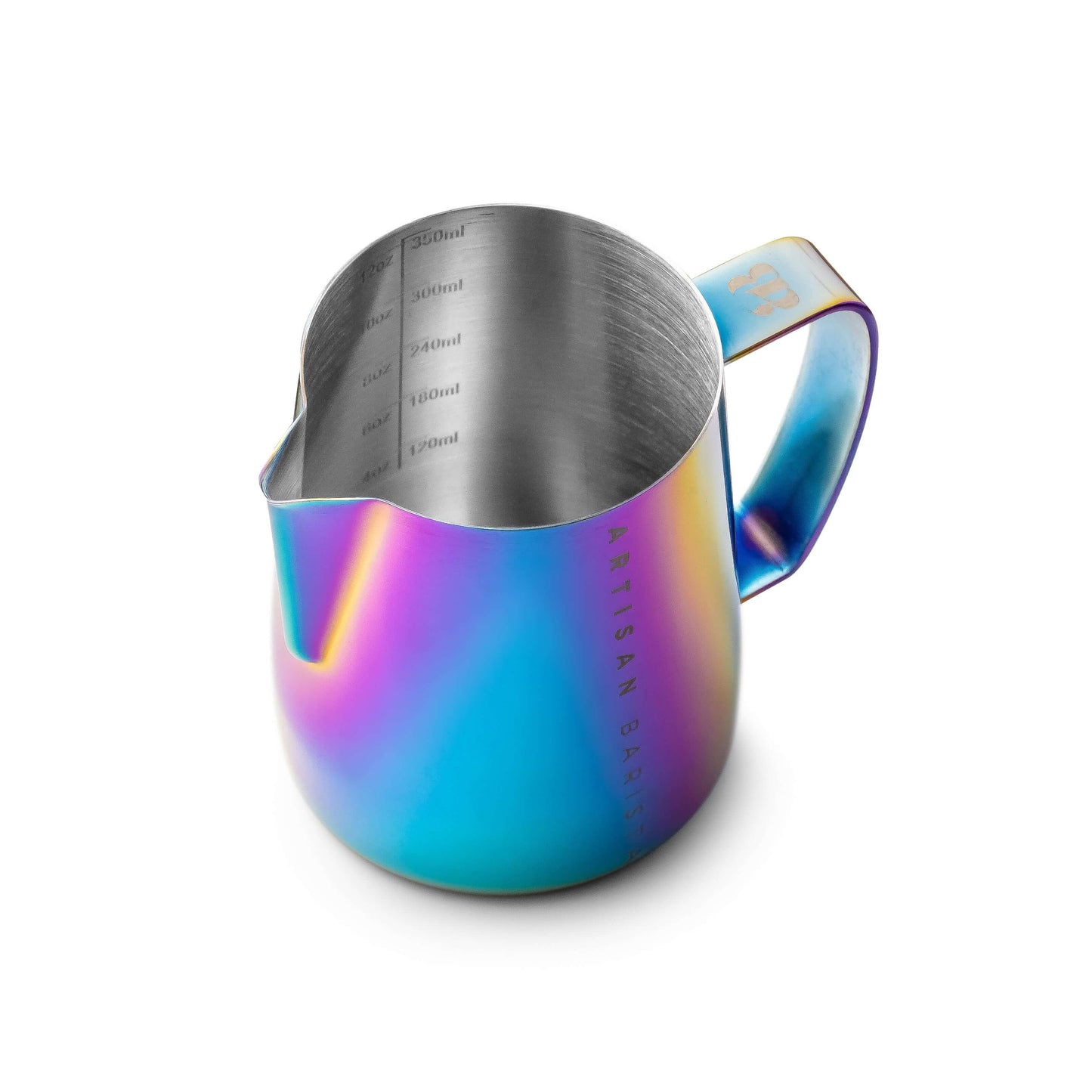 Artisan Barista Rainbow 350ml jug (top view)