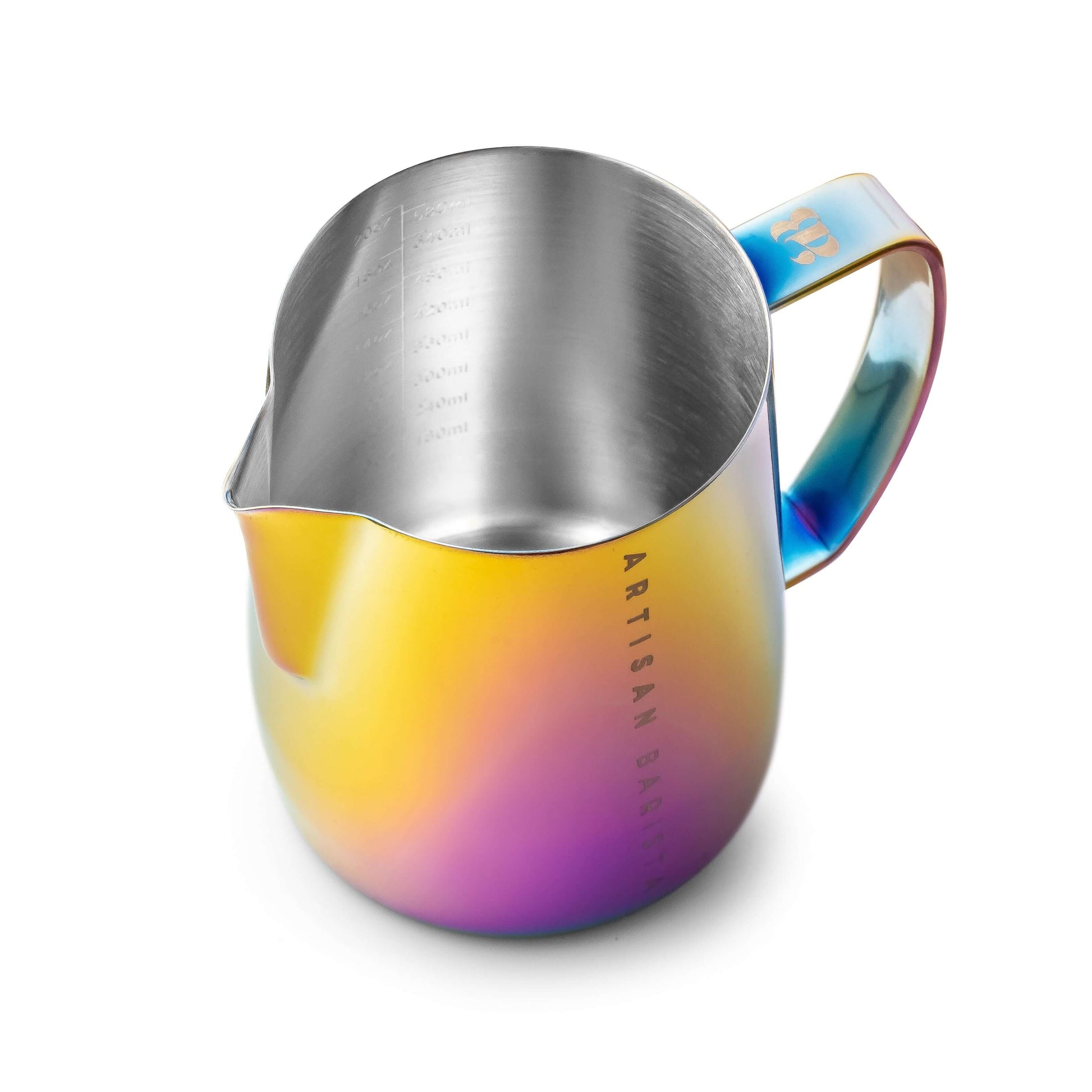 Artisan Barista Rainbow 600ml jug (top view)