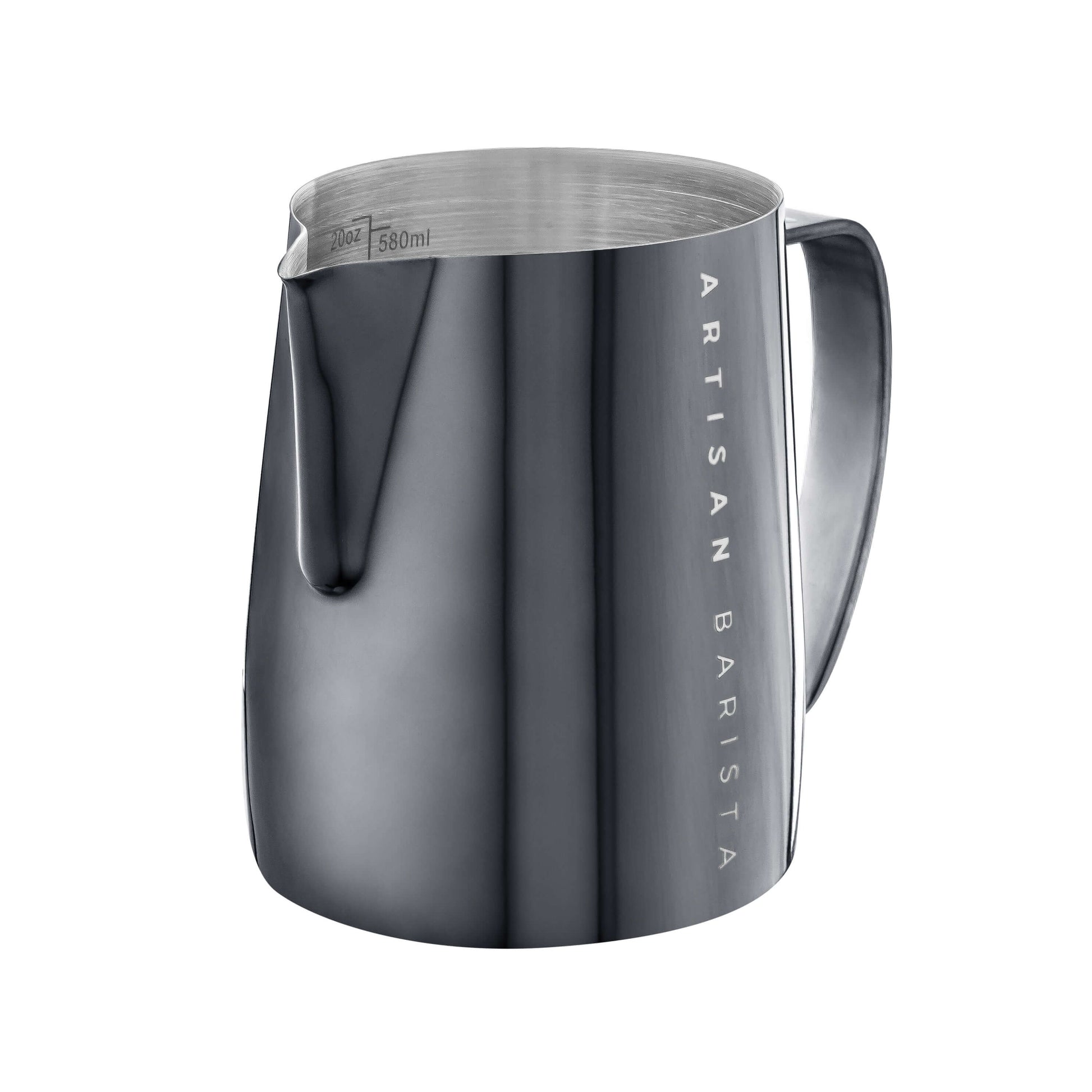 Artisan Barista Black 600ml jug (front view)
