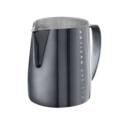 Artisan Barista Black 600ml jug (front view)