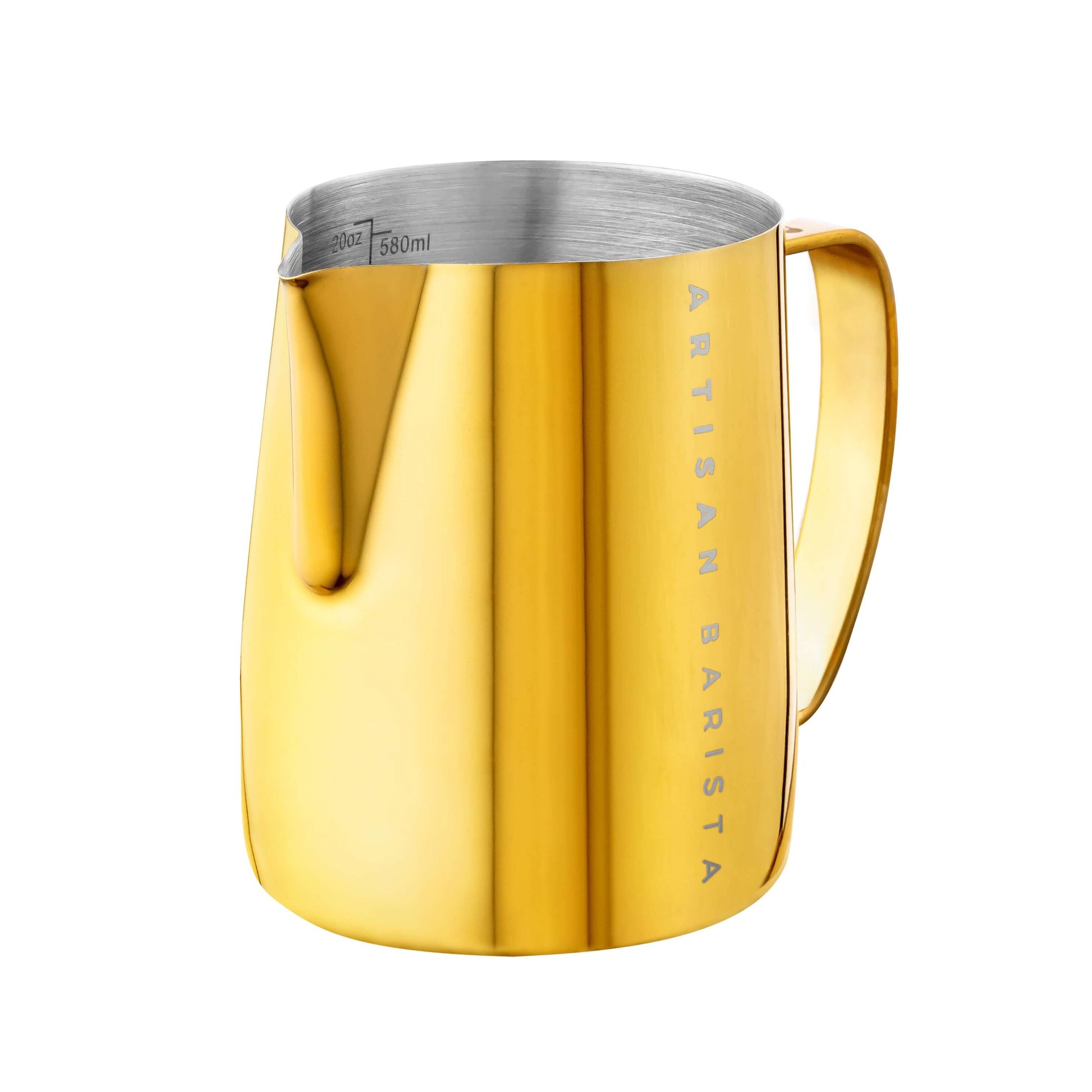 Artisan Barista Gold 600ml jug (front view)