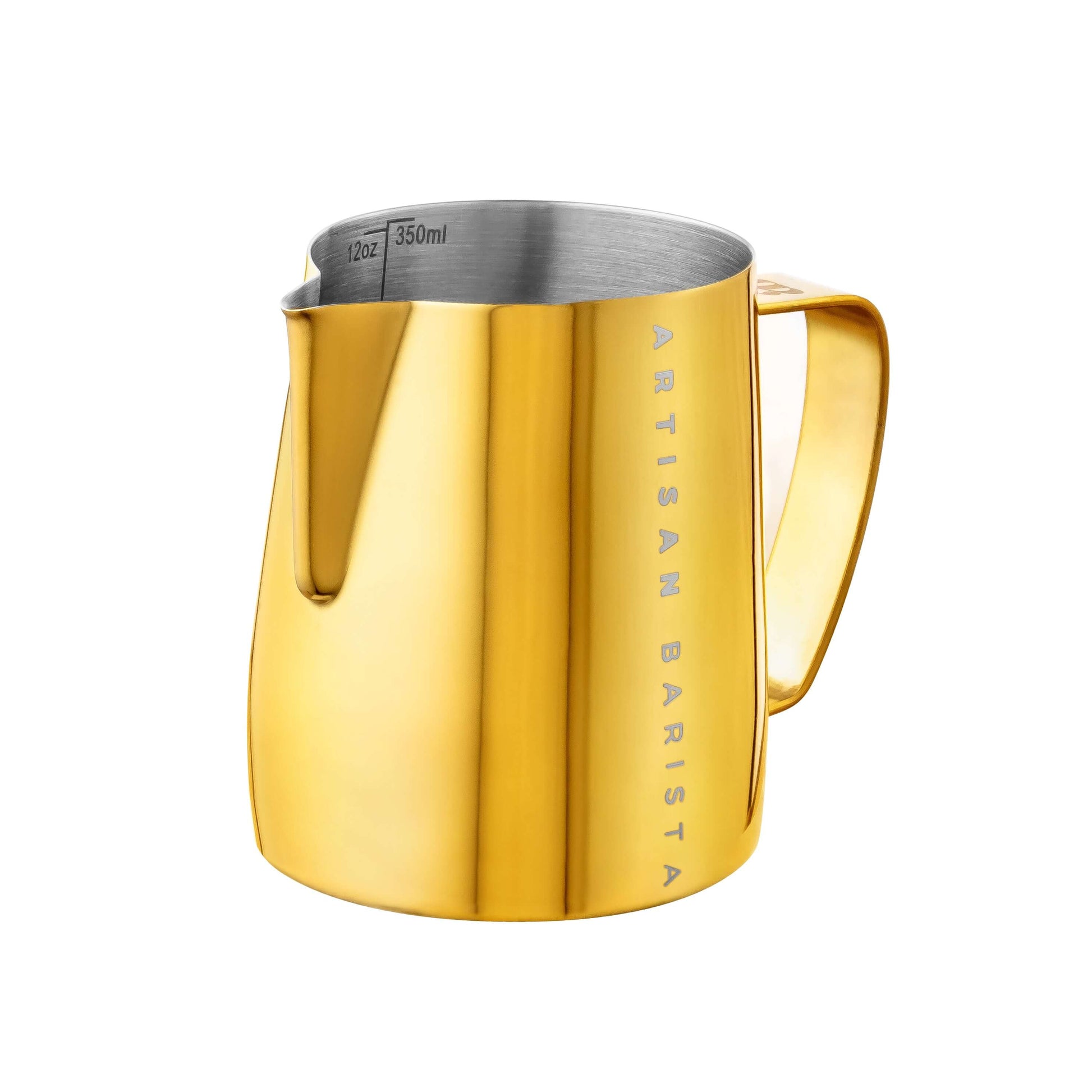 Artisan Barista Gold 350ml jug (front view)